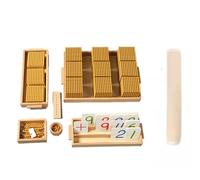 Cuentas de conteo Montessori, materiales matemáticos Montessori con alfombra suave, juego de banco decimal Montessori (marrón)