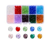 Cuentas de Cristal,1000 Pcs 4mm x 3,5mm Abalorios Cristal Multifacéticas Cuentas Vaso Facetado Accesorios para Joyería Hacer Pulseras Collares Pendientes Bisutería Fabricación y Manualidades,10 Colore