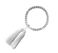 Cuentas de cristal de 8 mm con borla blanca Juzu con una sola mano, cuentas de oración budista hechas a mano, regalo para mujeres JUA159