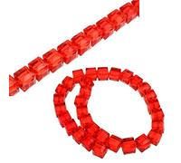 Cuentas de cristal de Bohemia de 4 mm y 6 mm, juego de cubos facetados, perlas checas, perlas intermedias, perlas de cristal, (rojo, 6 x 6 x 6 mm, 20 unidades)