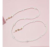 Cuentas de cristal de perlas Gafas de sol Cordón Correa Collar Cadena de anteojos de metal Cordón Gafas de lectura para mujeres Cuello Cuerda para colgar-65cm-B,Federación de Rusia