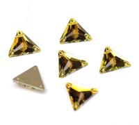 Cuentas de cristal para coser en triángulo, cuentas de cristal con parte trasera plana, diamantes de imitación para ropa, topacio claro, 12 mm, 24 unidades
