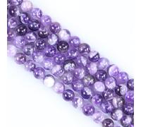 Cuentas de cristal para hacer joyas, piedras de amatista redondas de 8 mm, 45 piezas a rayas