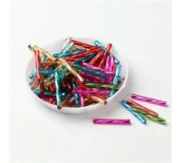 Cuentas de cristal transparente, Cuentas de vidrio checo Twist le Tube 0/12 Semilla de Leptospira Multicolor 2 mm x 20 mm Paquete de 100(Mix)