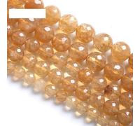 Cuentas de cuarzo de citrinos facetados, cuentas espaciadoras sueltas redondas de piedra natural para hacer joyas, pulseras, collares, 4, 6, 8, 10, 12 mm, 15 pulgadas, citrino facetado, 6 mm,