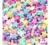 Cuentas de estrellas de colores mixtos, cuentas de colores dulces, botón de agujero pequeño, cuentas acrílicas multicolor para manualidades, adornos, decoraciones, 50 unidades, forma de estrella,