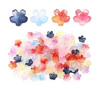 Cuentas de flores para hacer joyas, 500 cuentas de cristal con forma de flor de cerezo para hacer joyas (rojo oscuro)