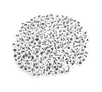 Cuentas de letras, 500 piezas redondas de acrílico de una sola letra cuentas A-Z cuentas blancas DIY pulsera collar accesorios