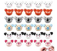 Cuentas de madera con cara redondas, Bolas de Madera para Manualidades - 30 Piezas, 20mm, con Caritas de Animales, Colores Vivos, Pre-perforadas, para Proyectos Creativos