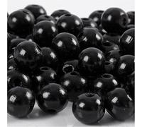 Cuentas de madera, D: 10 mm, negro, 20 g, aprox. 70 unidades