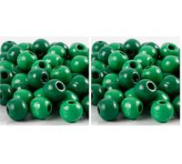 Cuentas de madera, D: 10 mm, verde, 20 g, aprox. 70 unidades (Paquete de 2)