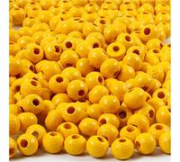 Cuentas de madera, D: 5 mm, amarillo, 6 g, aprox. 180 unidades