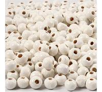 Cuentas de madera, D: 5 mm, blanco, 6 g, aprox. 180 unidades