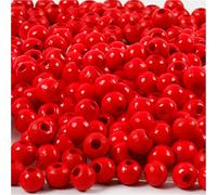 Cuentas de madera, D: 5 mm, rojo, 6 g, aprox. 180 unidades