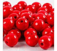 Cuentas de madera de colores, D: 12 mm, tamaño del agujero: 3 mm, rojo, 22 g, aprox. 40 unidades