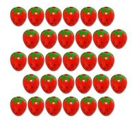 Cuentas de Madera de Fresa 30 Piezas para Pulseras y Manualidades | Rojo, Madera Orificios Preperforados, Acabado Liso y Patrón Frutal, para Cordón y Decoración