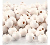 Cuentas de madera, dia: 8 mm, medida agujero 2 mm, blanco, 15gr, aprox. 80 ud