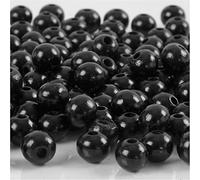 Cuentas de madera , dia: 8 mm, medida agujero 2 mm, negro, 15gr, aprox. 80 ud