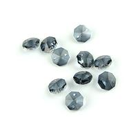 Cuentas de octágono de 14 mm con 1 agujero/2 agujeros de iluminación de cristal piezas de lámpara de cuentas componente para el hogar boda y bricolaje, 2 agujeros, 1000 piezas