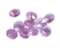 Cuentas de octágono de 16 mm, 1 agujero/2 agujeros, 100 piezas de cristal K9 para bodas, fiestas de cumpleaños, lila, 2 agujeros
