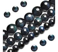 Cuentas de ojo de tigre azul y negro natural, cuentas sueltas redondas de grado AAA, 6 mm, 60 unidades, opciones de lote a granel, cuentas de piedra semipreciosa para hacer joyas