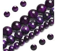 Cuentas de ojo de tigre morado natural, piedras preciosas AAA, redondas, sueltas, 8 mm, 100 unidades, lotes a granel, cuentas de piedras semiprec