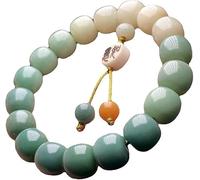 Cuentas de oración Budista, Cuentas, Pulseras de un Solo círculo de raíz de Bodhi Verde, Cuentas de Buda, Pueden traer Buena Suerte, Riqueza y Salud, adecuadas para Hombres y Mujeres