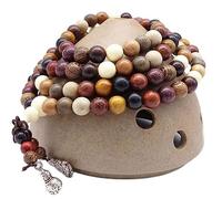 Cuentas de oración, Collar de Cuentas, Pulsera, 108 Cuentas Coloridas de oración de Madera, Estiramiento Budista Tibetano Natural, Pareja, joyería de Estilo Nacional, Regalo del Festival (Color: