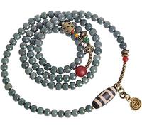 Cuentas de oración, Collar de Cuentas, Pulsera, Collar de Cuentas de oración Budista, Pulsera Bodhi de 108 Cuentas, Pulsera de Cuentas Multicapa, joyería de puño de Yoga (Color: Verde, tamaño: