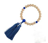 Cuentas de oración de madera de ciprés Fuji Hinoki de 13 mm con ágata azul Juzu con una sola mano para cuentas budistas hechas a mano Mala Beads Kyoto regalo para mujeres JUA158