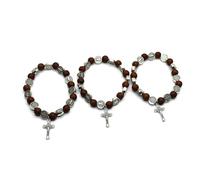 Cuentas de oración de rosario, 3 piezas hechas a mano, accesorios espirituales de madera duraderos para decoración del hogar, meditación, creyentes cristianos