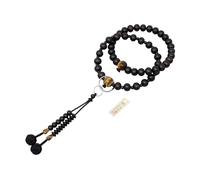 京都あさひ屋 Cuentas de oración Juzu de madera de ébano a rayas negras estilo Jodo-shu para hombres y meditación budista, rosario asiático, hecho en Kyoto, chakras, cuentas Mala, para hombre, JUA161