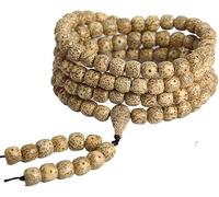 Cuentas de oración, pulseras de cuentas, pulsera Bodhi de 108 estrellas y luna, collar de cuentas, cuentas de rosario Bodhi de semillas de oro for hombres y mujeres, oración y meditación(7*8mm)