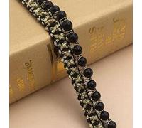 Cuentas de Perlas de Oro Negro Bordado Flor Encaje Cuello Tela Costura Apliques DIY Cinta Ajuste artesanía Escote decoración