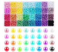 Cuentas de perlas para hacer joyas, 32 colores de perlas redondas con agujeros, 2000 piezas de cuentas espaciadoras sueltas coloridas hechas a de 6MM para pulseras, collares y aretes de manualidades