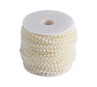 Cuentas de Perlas Plástico 5 mm, Cadena Línea para Manualidades y Decoración Bricolaje, Ideal para Fiestas, Bodas y Cortinas - 30 m Rollo Beige