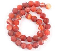 Cuentas de piedra de 4 a 10 mm, cuentas de ágata turquesa de ojo de tigre rosa mate para hacer joyas, pulseras de bricolaje, ágata de rayas rojas, 6 mm, 59 a 61 piezas