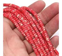 Cuentas de piedra de angelita roja y rosa natural, espaciadoras, cuentas de ábaco redondas para joyería hecha a mano, collar de 2 x 4 mm, 18 rojo imperial, 2 x 4 mm, aproximadamente 75-80 piezas