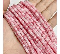 Cuentas de piedra de angelita roja y rosa natural, espaciadoras, cuentas de ábaco redondas para joyería hecha a mano, collar de 2 x 4 mm, 17 angelitas, 2 x 4 mm, aproximadamente 75-80 piezas