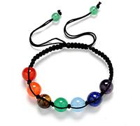 Cuentas de piedra de colores naturales, pulsera de cristal de 7 chakras para mujer, pulseras de cuentas de cuerda trenzada, joyería de Yoga espiritual-8mm_10mm