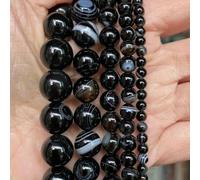 Cuentas de piedra estilo 42 4 6 8 10 mm, cuentas redondas de amatista y ágata de lava, ágata de rayas negras, 6 mm, 58 a 61 piezas