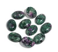 Cuentas de piedra natural, cabujón ovalado, parte trasera plana, espaciador suelto para hacer joyas, suministros de artesanía.(Red Green Stone,10x14mm 5Pcs)
