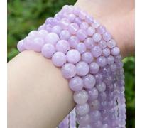 Cuentas de piedra natural de 4, 6, 8 y 10 mm, aguamarina, lava, turquesa, ágata, cuarzo, jaspe, cristales, para hacer joyas, collares, amatista clara, 6 mm, 59 a 61 unidades.