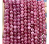 Cuentas de piedra natural de 4, 6, 8 y 10 mm, lava, amazonita, ágata, amatista y turmalina, cuentas redondas para hacer joyas, pulseras de bricolaje, turmalina rosa, 8 mm, 44 a 46 piezas