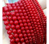 Cuentas de piedra natural de coral rojo, cuentas espaciadoras redondas sueltas para hacer joyas, pulseras, collares, accesorios, 4, 6, 8, 10, 12 mm - 6 mm, aproximadamente 63 piezas