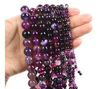 Cuentas de piedra natural, jade obsidiana, ágata, ojo de tigre, cuentas espaciadoras sueltas para hacer pulseras, collares, accesorios de 4 a 12 mm, ágata morada, 8 mm, aproximadamente 45 piezas