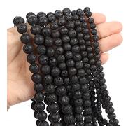 Cuentas de piedra natural, jade obsidiana, ágata, ojo de tigre, cuentas espaciadoras sueltas para hacer pulseras, collares, accesorios de 4 a 12 mm, volcánico negro, 8 mm, aproximadamente 45 piezas