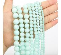 Cuentas de piedra natural, jade obsidiana, ágata, ojo de tigre, cuentas espaciadoras sueltas para hacer pulseras, collares, accesorios de 4 a 12 mm, amazonita escarchada, 4 mm, aproximadamente 92