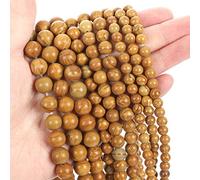 Cuentas de piedra natural, jade obsidiana, ágata, ojo de tigre, cuentas espaciadoras sueltas para hacer pulseras, collares, accesorios de 4 a 12 mm, patrón de madera, 4 mm, aproximadamente 92 piezas