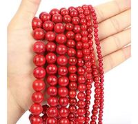 Cuentas de piedra natural, jade obsidiana, ágata, ojo de tigre, cuentas espaciadoras sueltas para hacer pulseras, collares, accesorios de 4 a 12 mm, línea roja turquesa, 6 mm, aproximadamente 62
